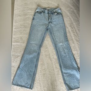 Flared jeans with slit
